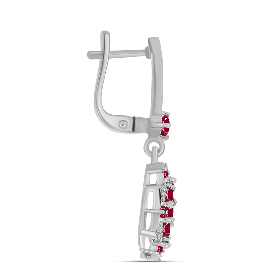 Pendientes de Plata con Rubí de Madagascar y Topacio Blanco