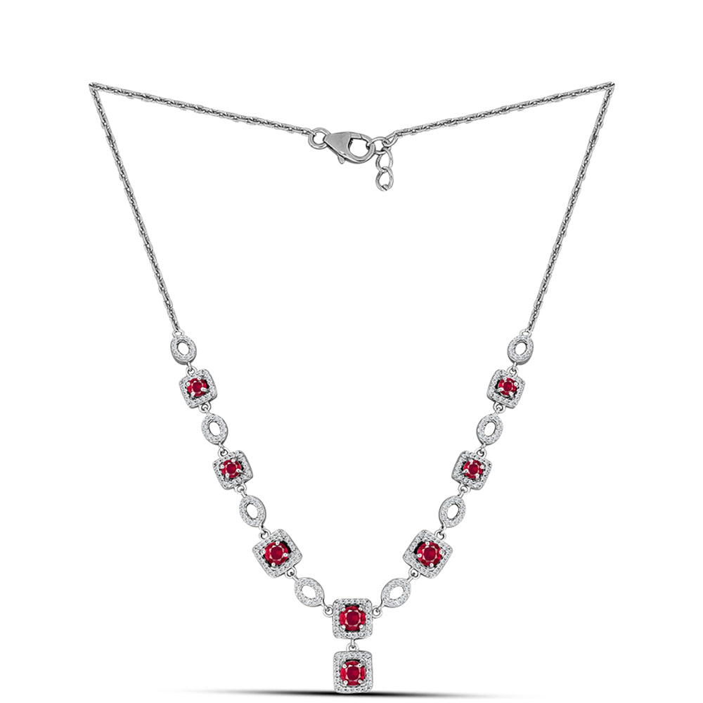 Collar de Plata con Rubí de Madagascar y Topacio Blanco