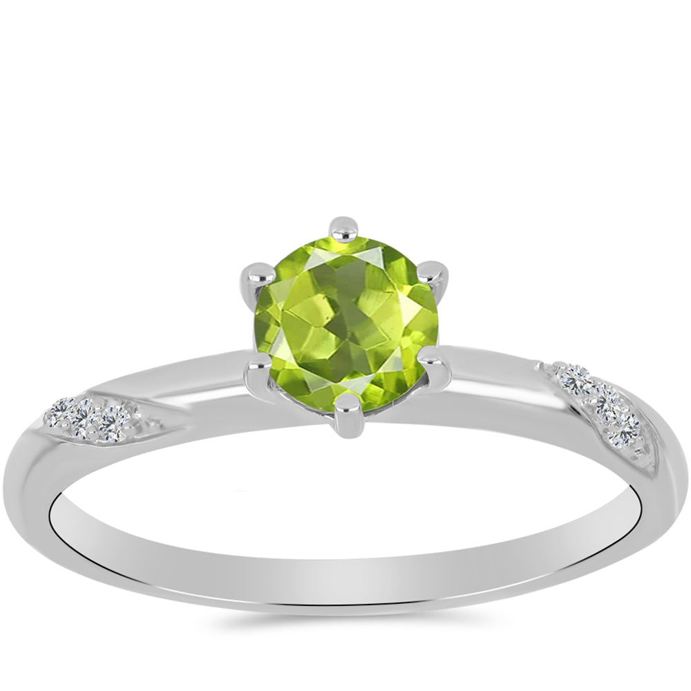 Anillo de Plata con Peridoto de Changbai y Topacio Blanco