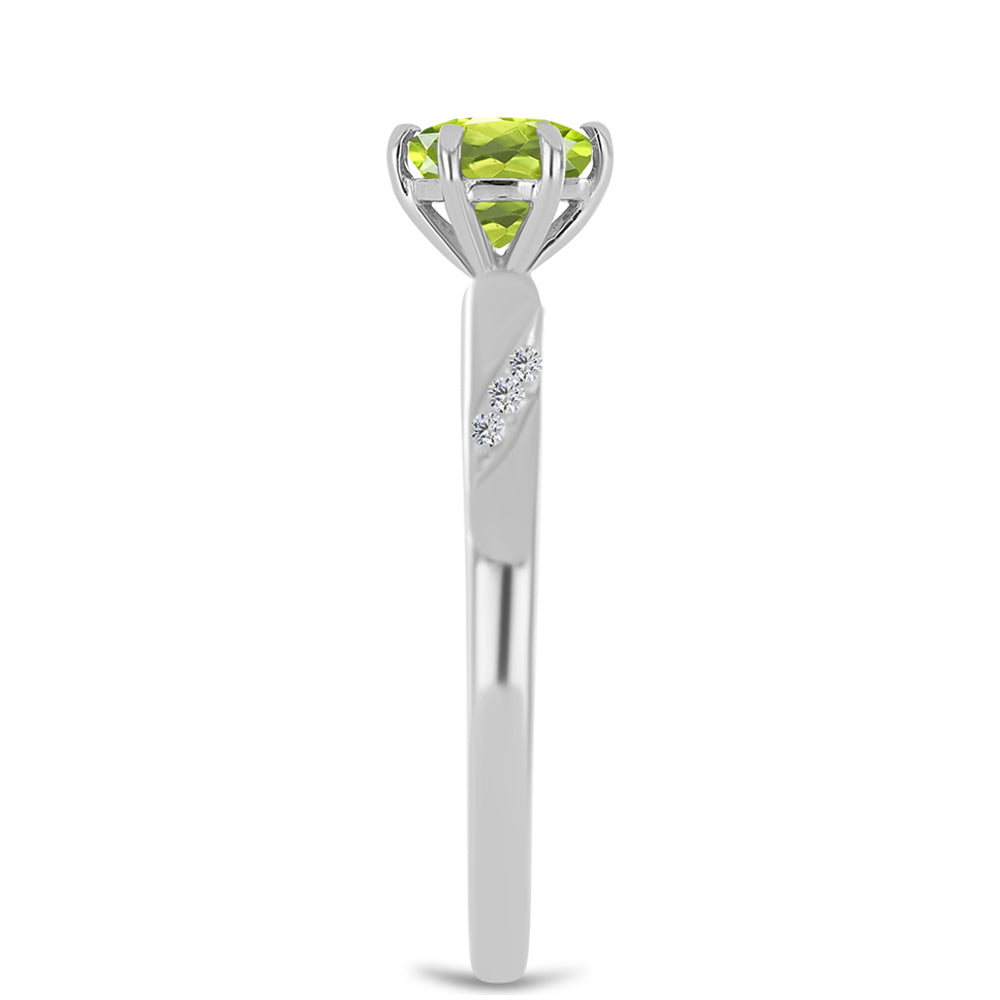 Anillo de Plata con Peridoto de Changbai y Topacio Blanco