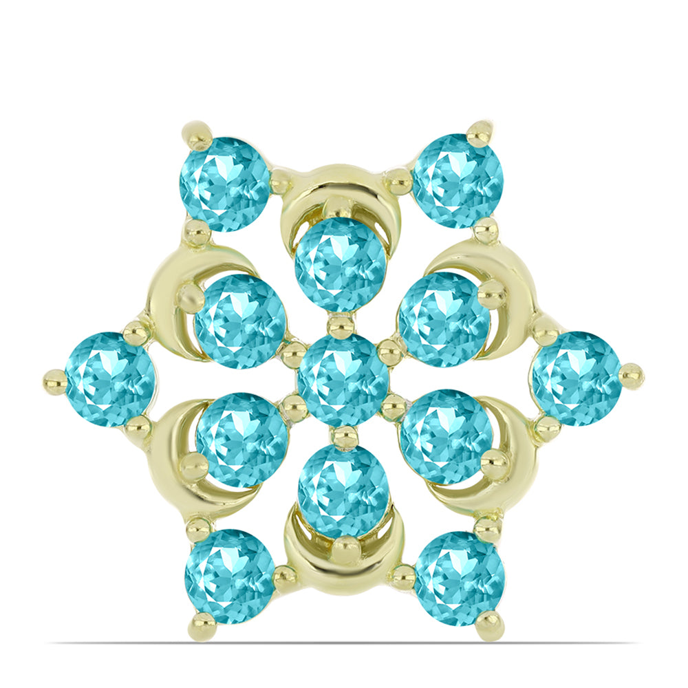 Broche de Plata Bañada en Oro con Cuarzo Paraiba