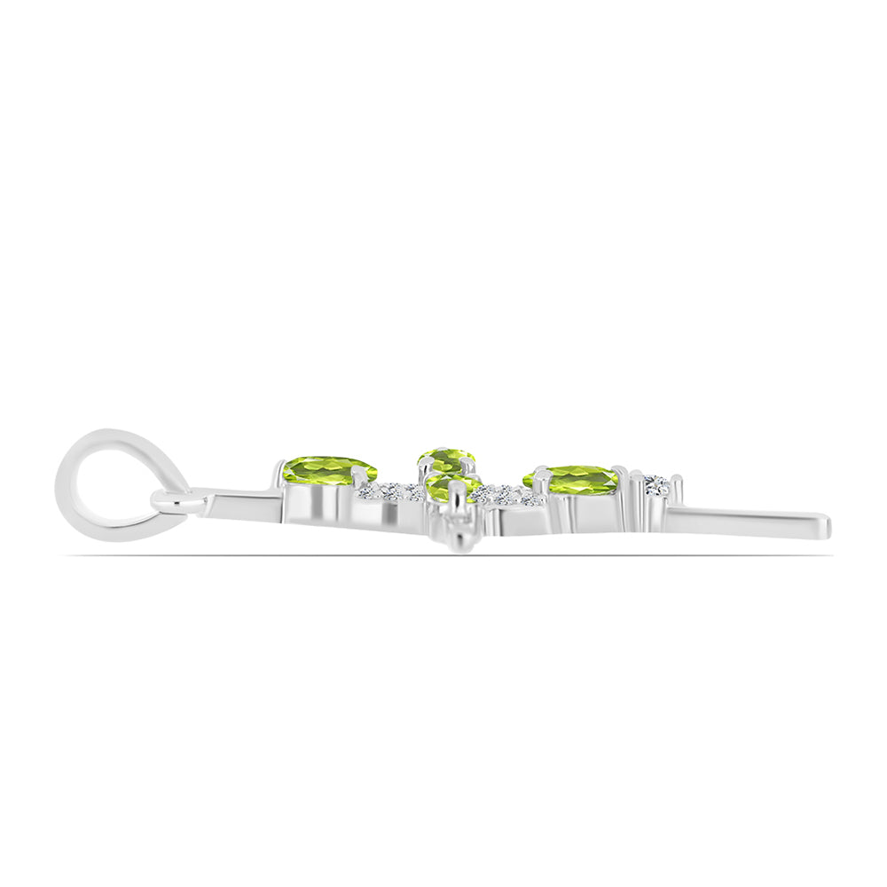 Cruz Colgante de Plata con Peridoto de Changbai y Topacio Blanco