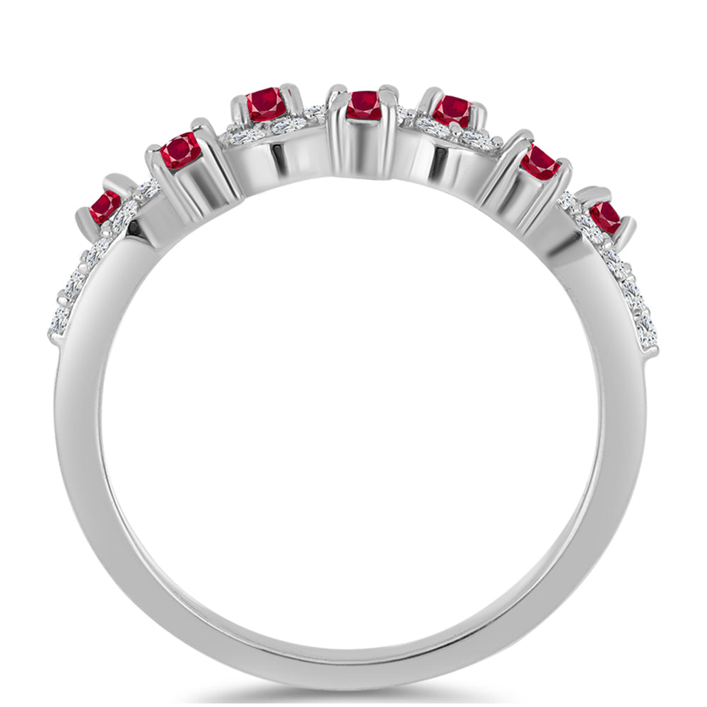 Anillo de Plata con Rubí de Madagascar y Topacio Blanco