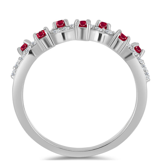 Anillo de Plata con Rubí de Madagascar y Topacio Blanco