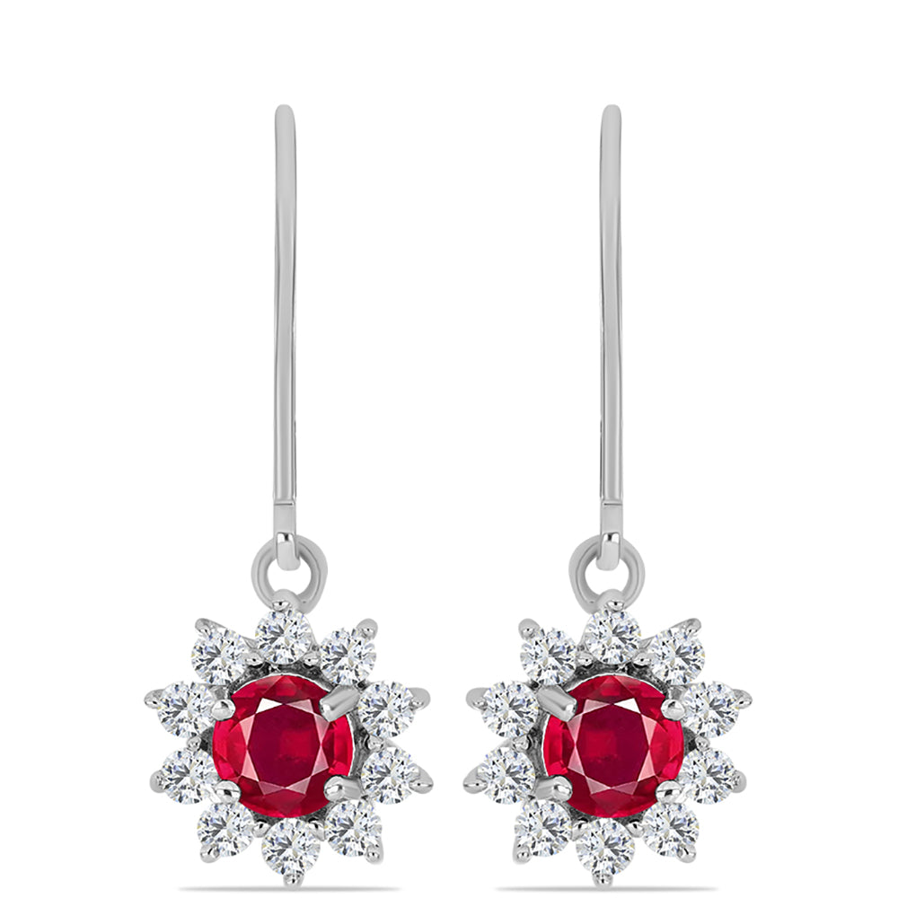 Pendientes de Plata con Rubí de Madagascar y Topacio Blanco