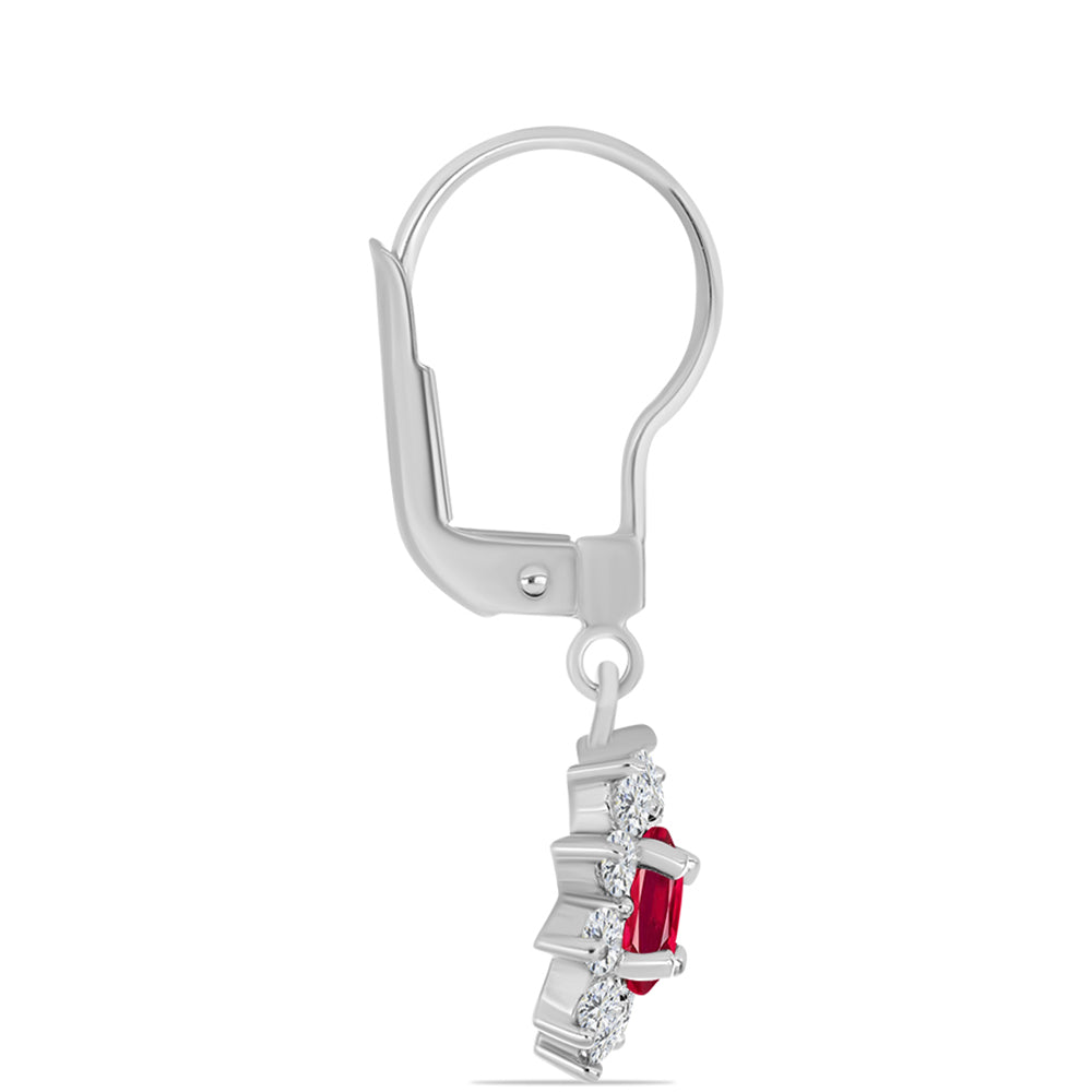 Pendientes de Plata con Rubí de Madagascar y Topacio Blanco