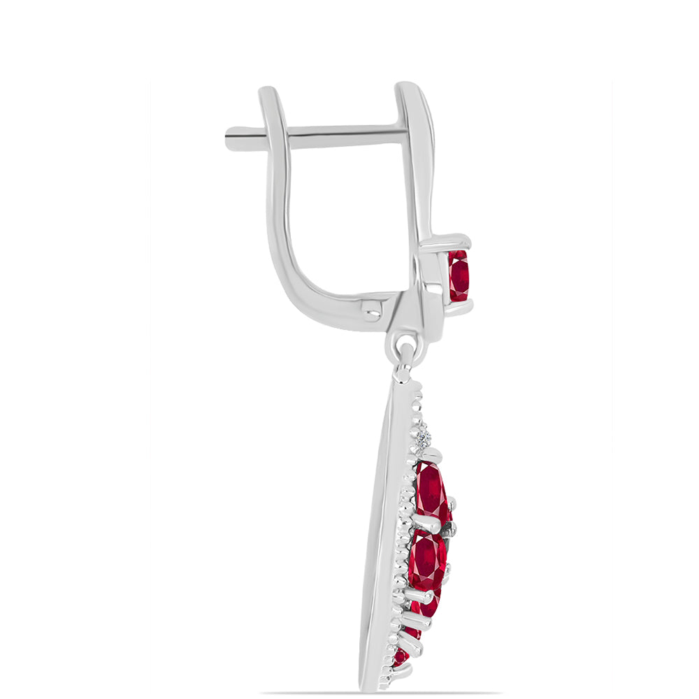 Pendientes de Plata con Rubí de Madagascar y Topacio Blanco