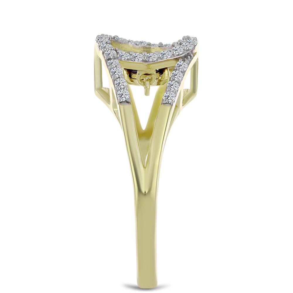 Anillo de Plata Bañada en Oro con Diamante azul danzante y Topacio Blanco
