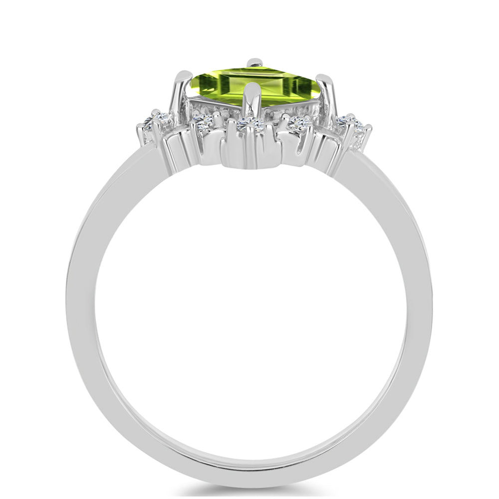 Anillo de Plata con Peridoto de Changbai y Topacio Blanco