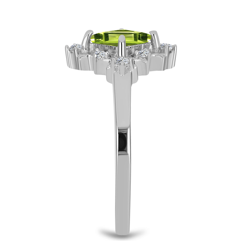 Anillo de Plata con Peridoto de Changbai y Topacio Blanco