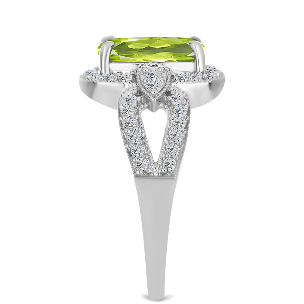 Anillo de Plata con Peridoto de Changbai y Topacio Blanco