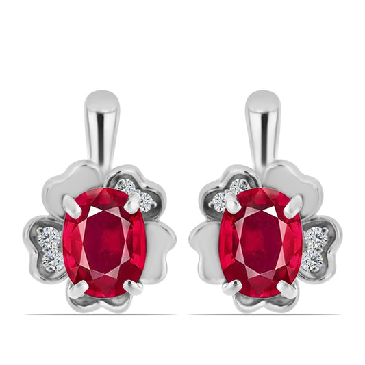 Pendientes de Plata con Rubí de Madagascar y Topacio Blanco