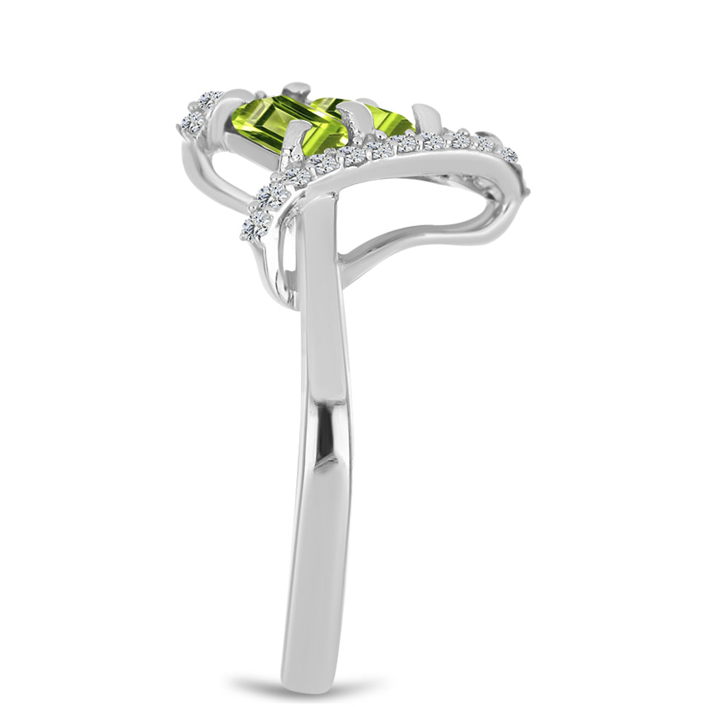 Anillo de Plata con Peridoto de Changbai y Topacio Blanco