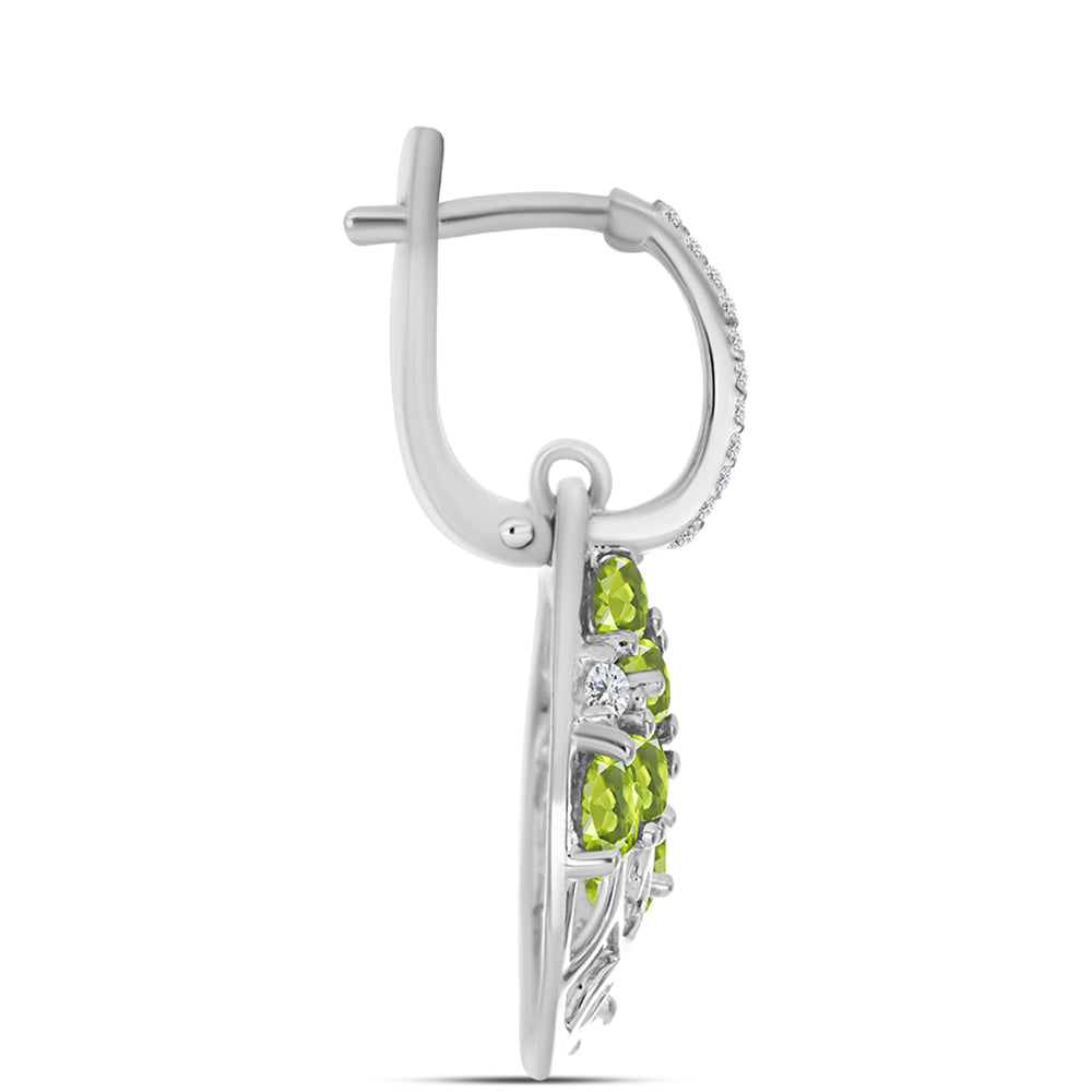 Pendientes de Plata con Peridoto de Changbai y Topacio Blanco