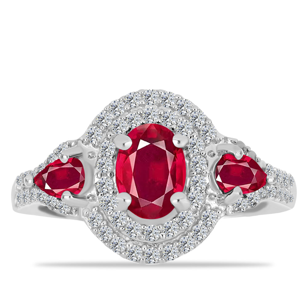 Anillo de Plata con Rubí de Madagascar y Topacio Blanco