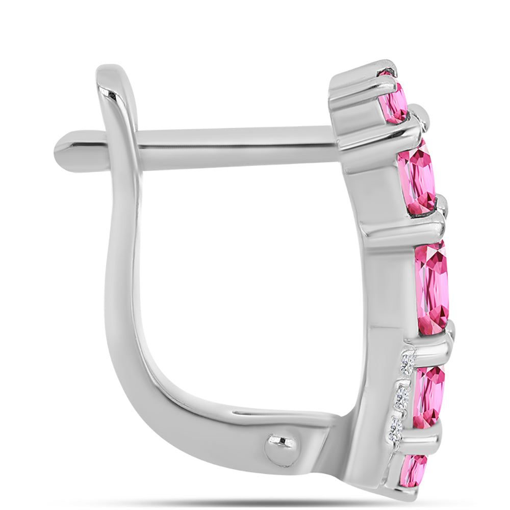 Pendientes de Plata con Turmalina Rosa de Pelmadulla y Topacio Blanco