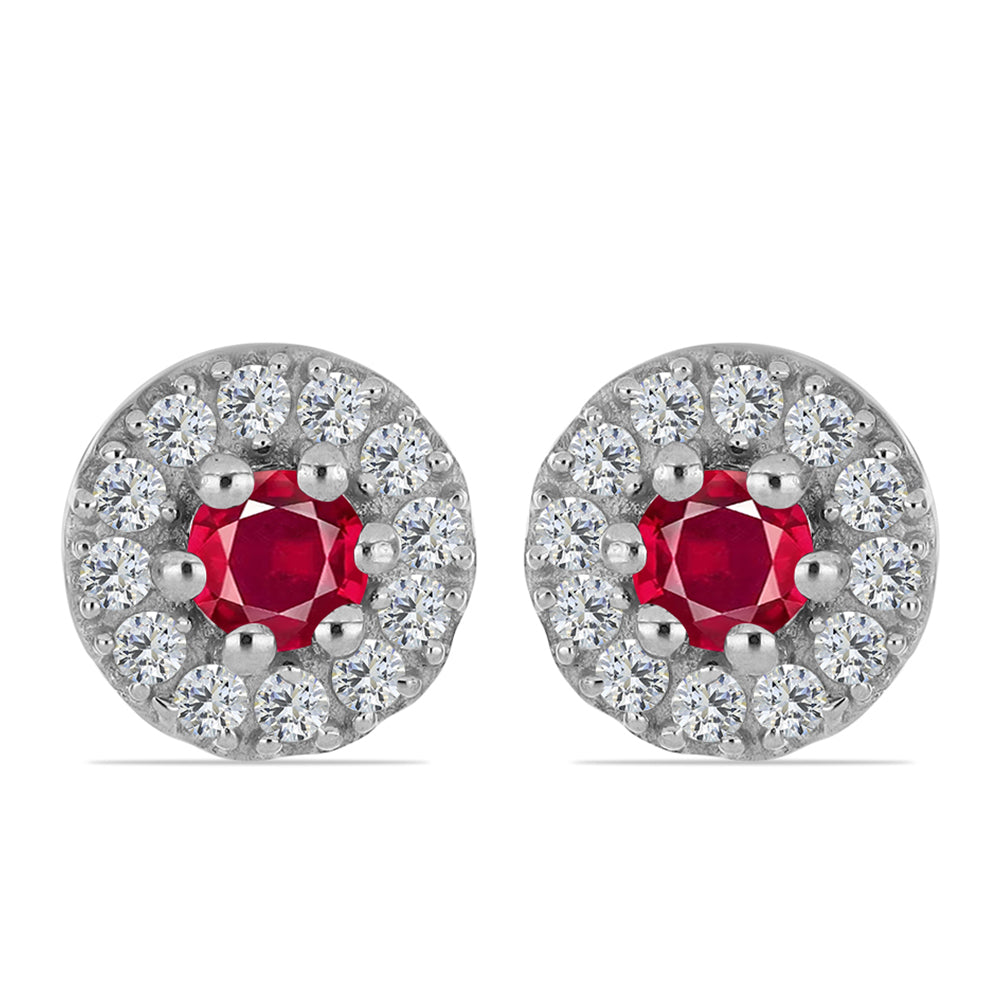 Conjunto de Plata con Rubí de Madagascar y Topacio Blanco ( Pendientes +Anillo )
