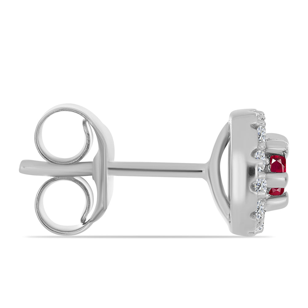 Conjunto de Plata con Rubí de Madagascar y Topacio Blanco ( Pendientes +Anillo )