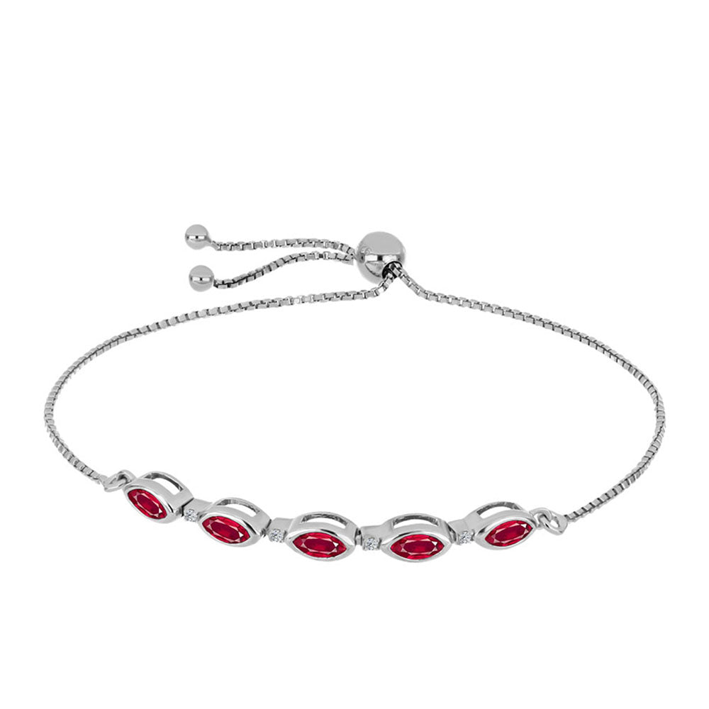 Pulsera de Plata con Rubí de Madagascar y Topacio Blanco