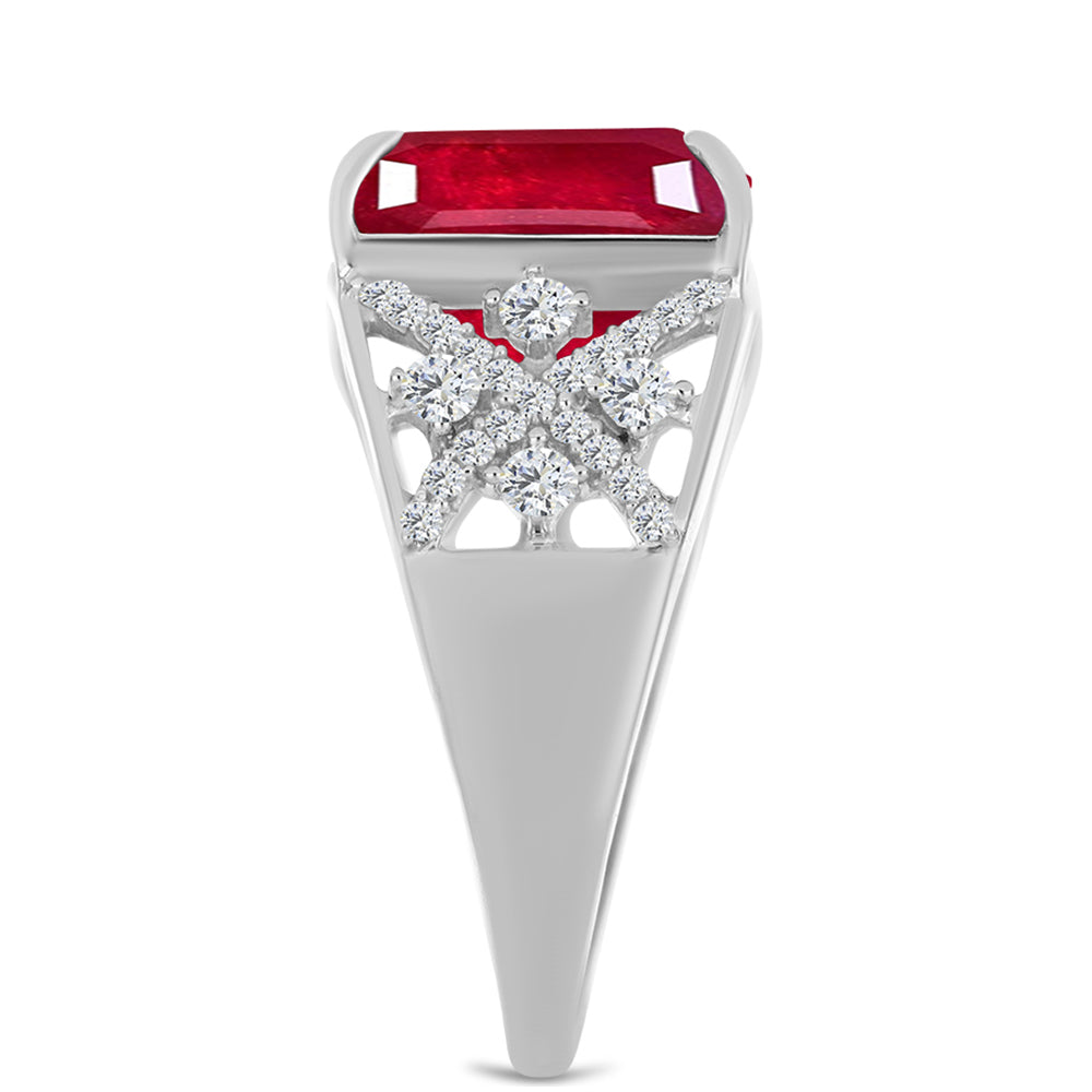 Anillo de Plata con Rubí de Madagascar y Topacio Blanco