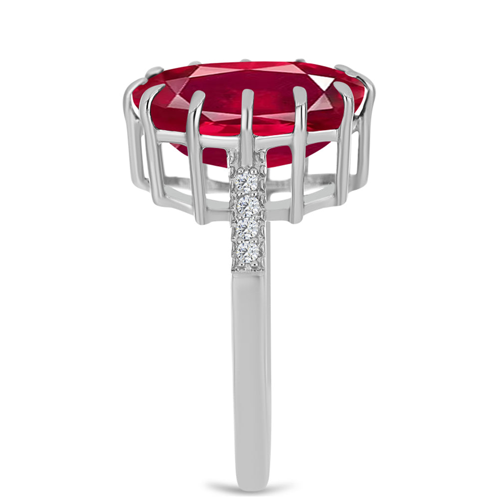 Anillo de Plata con Rubí de Madagascar y Topacio Blanco