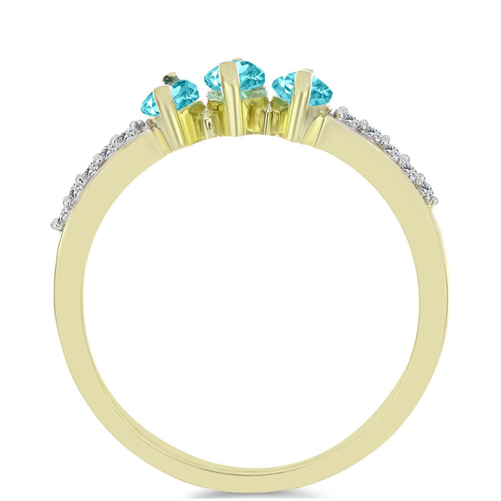 Anillo de Plata Bañada en Oro con Cuarzo Paraiba y Topacio Blanco
