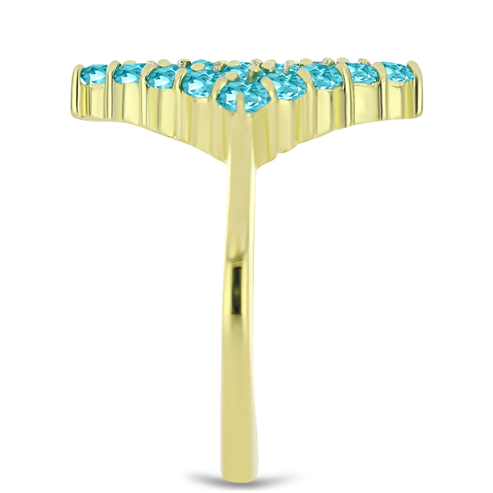 Anillo de Plata Bañada en Oro con Cuarzo Paraiba