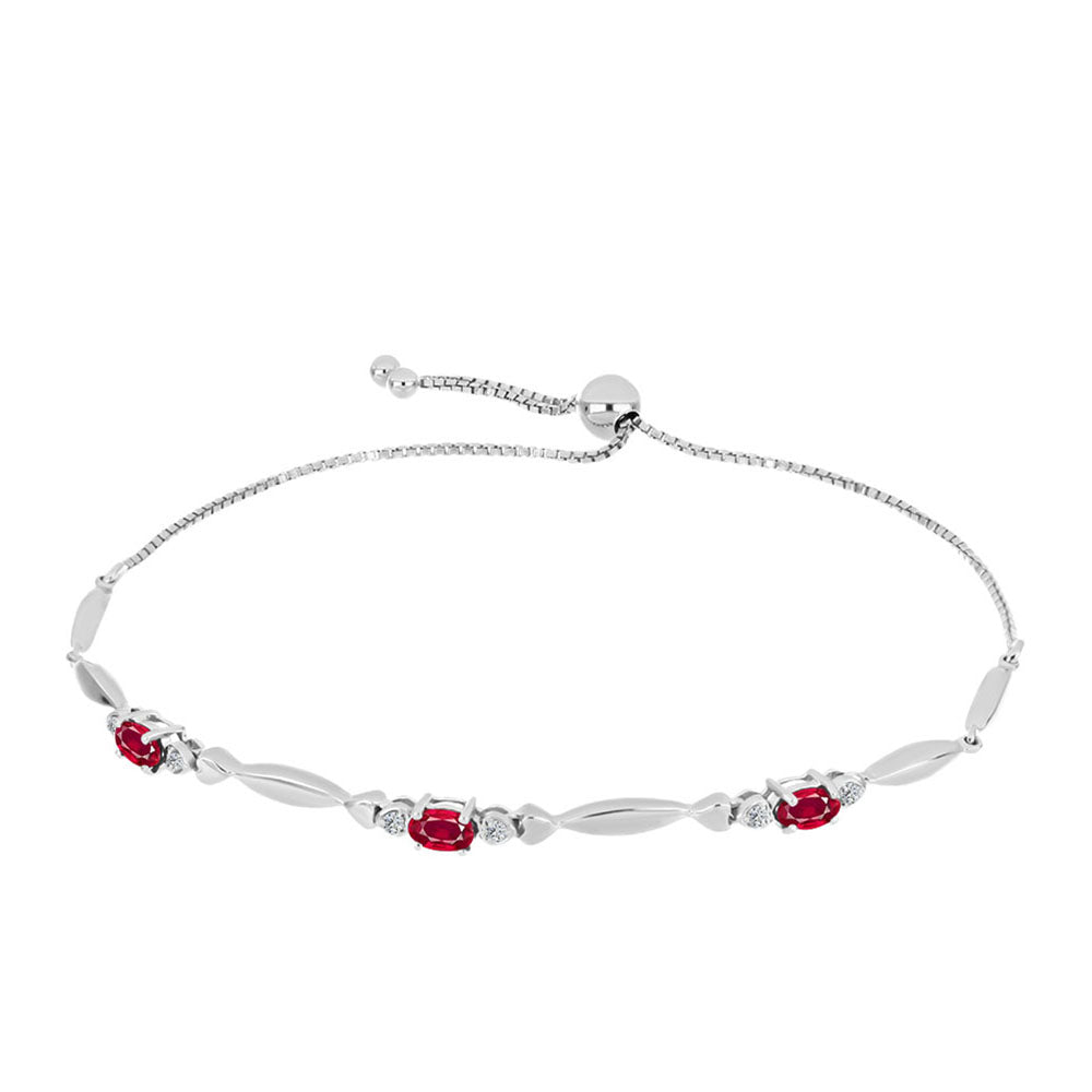 Pulsera de Plata con Rubí de Madagascar y Topacio Blanco
