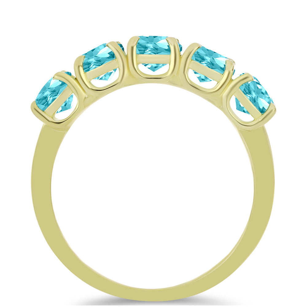 Anillo de Plata Bañada en Oro con Cuarzo Paraiba