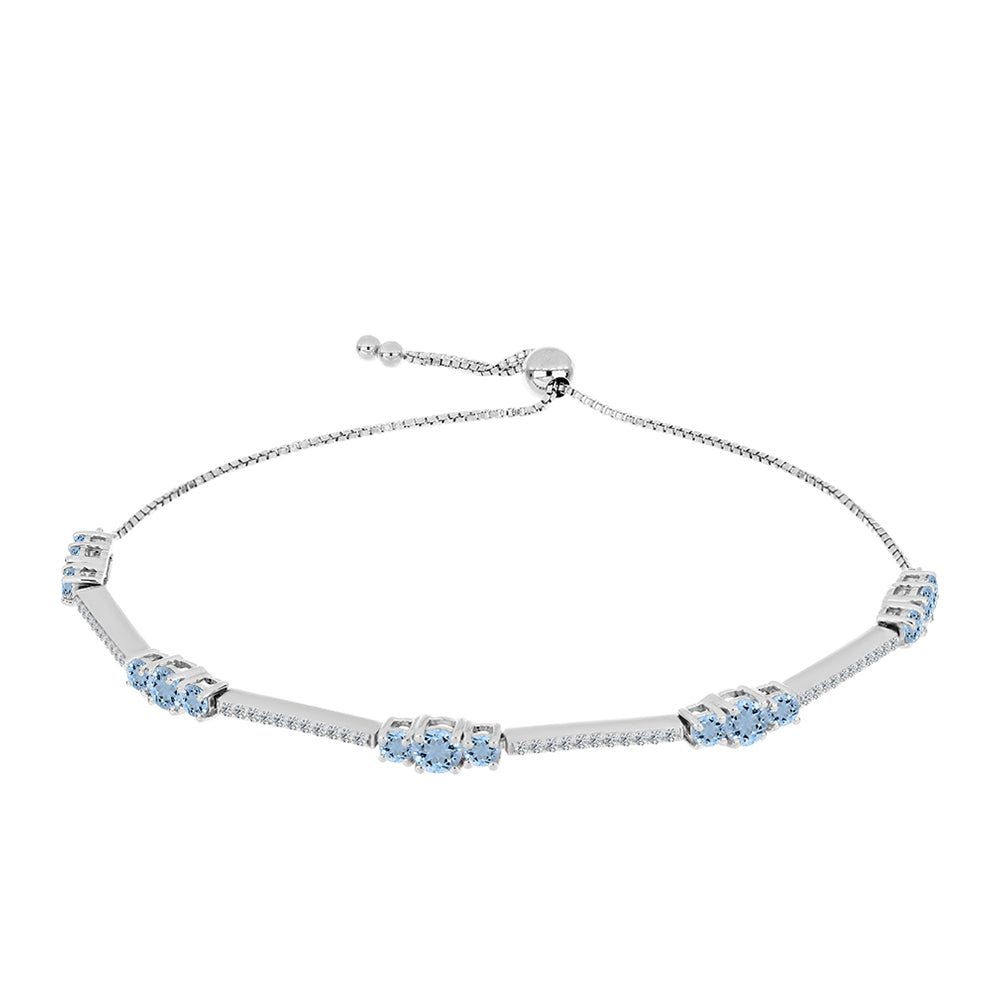 Pulsera de Plata con Aguamarina del Condado de Embu y Topacio Blanco