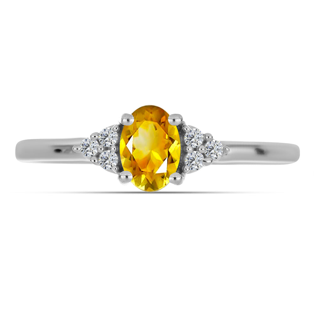 Anillo de Plata con Citrino de los Montes Urales y Topacio Blanco