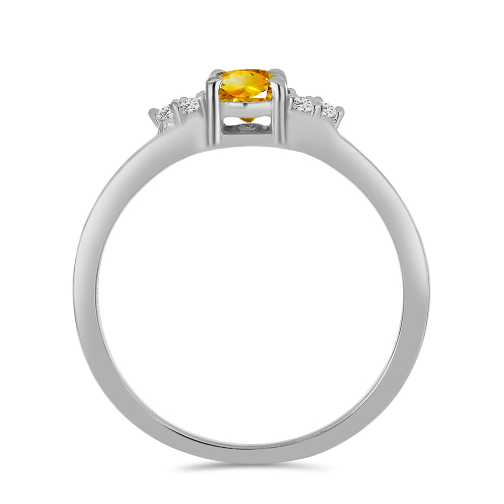 Anillo de Plata con Citrino de los Montes Urales y Topacio Blanco