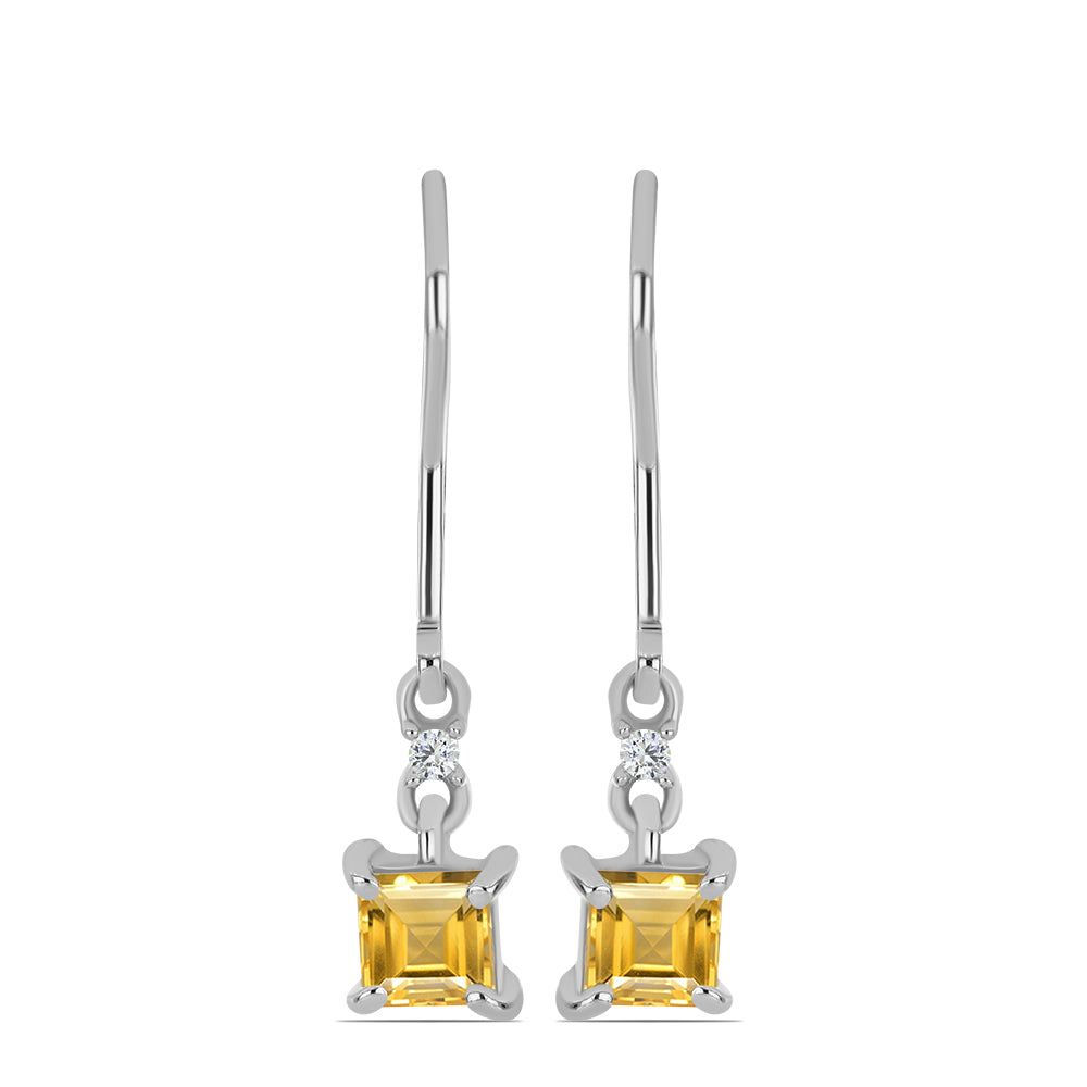 Conjunto de Plata con Citrino de los Montes Urales y Topacio Blanco ( Pendientes +Anillo +Colgante )