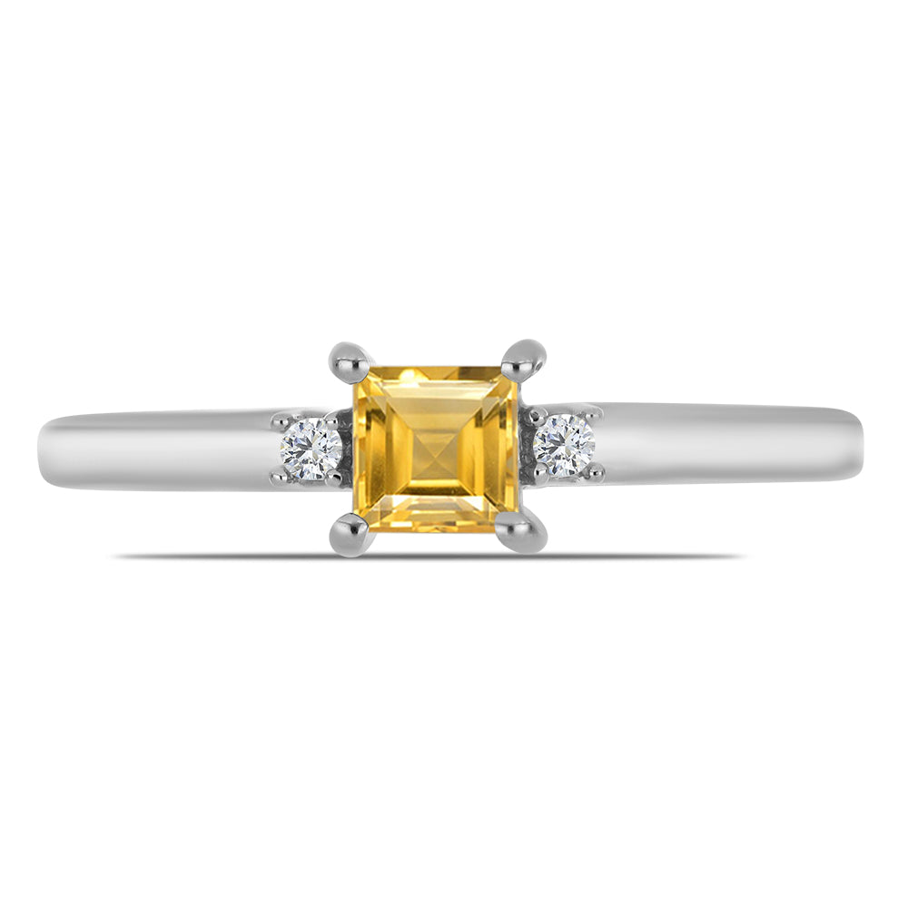 Conjunto de Plata con Citrino de los Montes Urales y Topacio Blanco ( Pendientes +Anillo +Colgante )