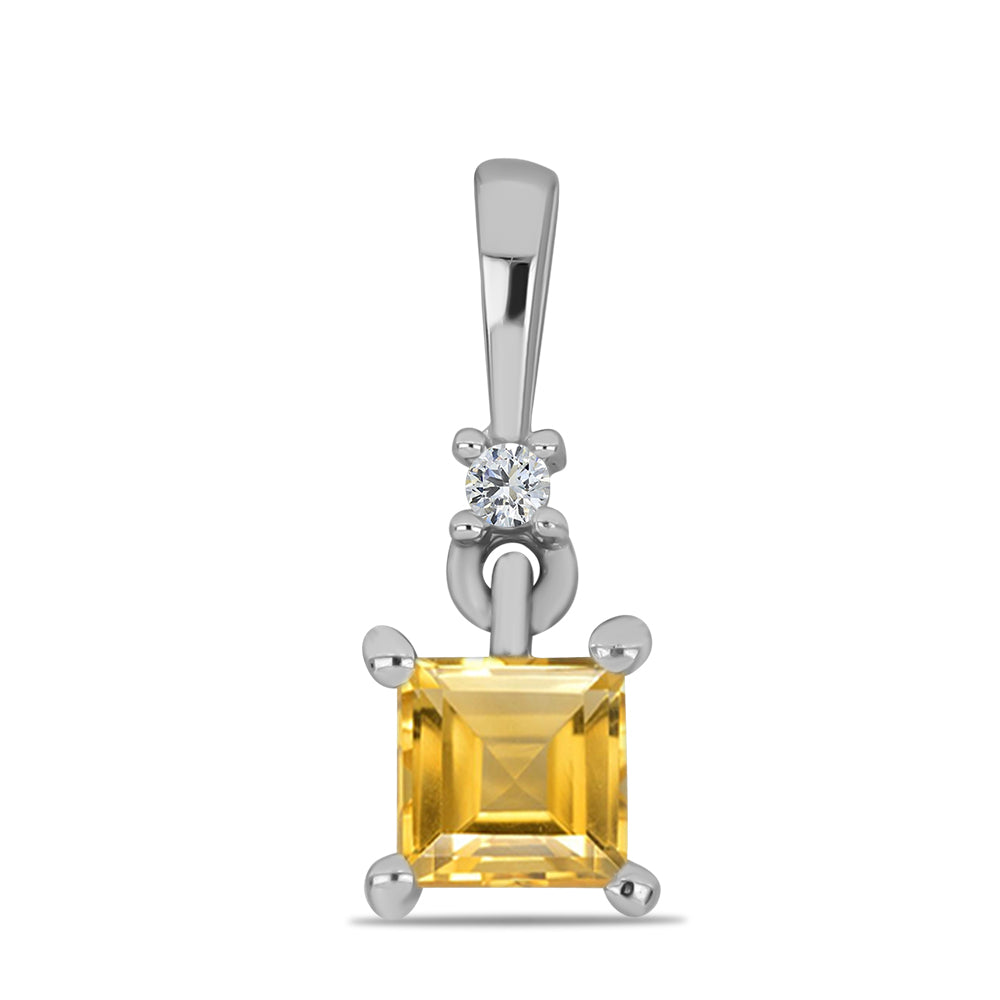 Conjunto de Plata con Citrino de los Montes Urales y Topacio Blanco ( Pendientes +Anillo +Colgante )
