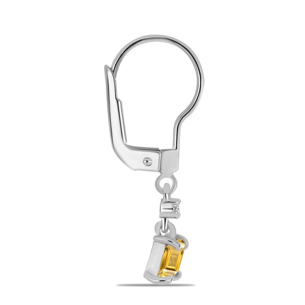 Conjunto de Plata con Citrino de los Montes Urales y Topacio Blanco ( Pendientes +Anillo +Colgante )