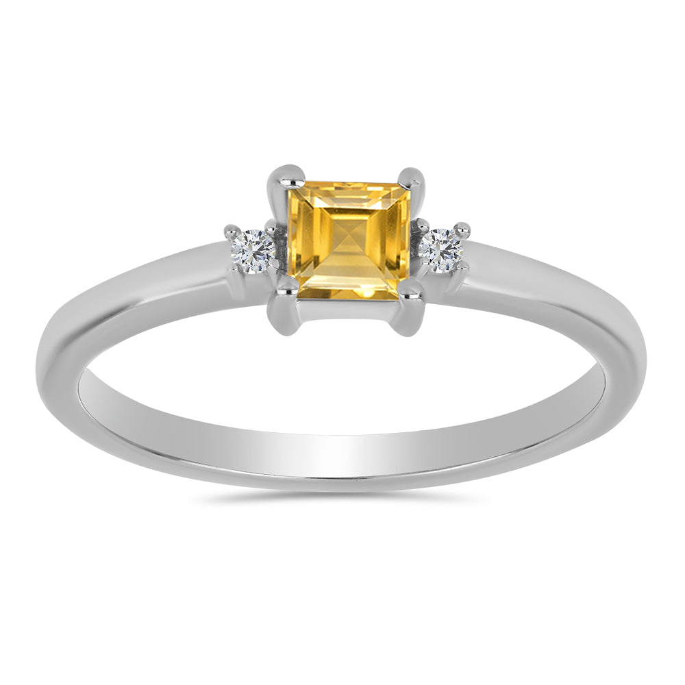Conjunto de Plata con Citrino de los Montes Urales y Topacio Blanco ( Pendientes +Anillo +Colgante )