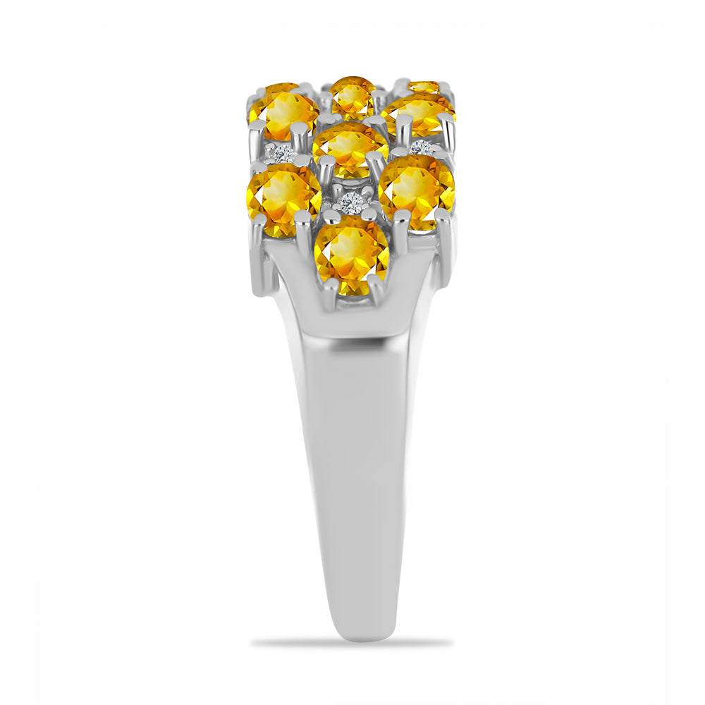 Anillo de Plata con Citrino de los Montes Urales y Topacio Blanco