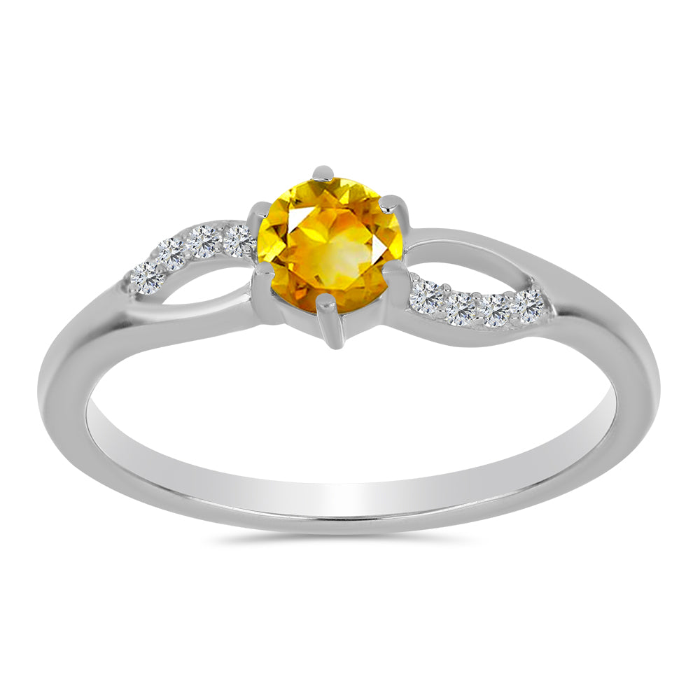 Anillo de Plata con Citrino de los Montes Urales y Topacio Blanco
