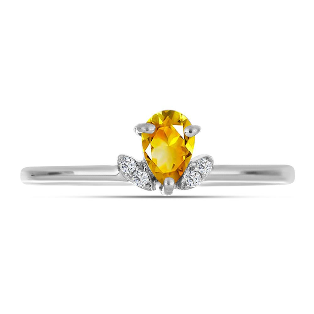 Anillo de Plata con Citrino de los Montes Urales y Topacio Blanco