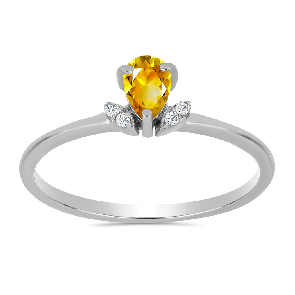 Anillo de Plata con Citrino de los Montes Urales y Topacio Blanco