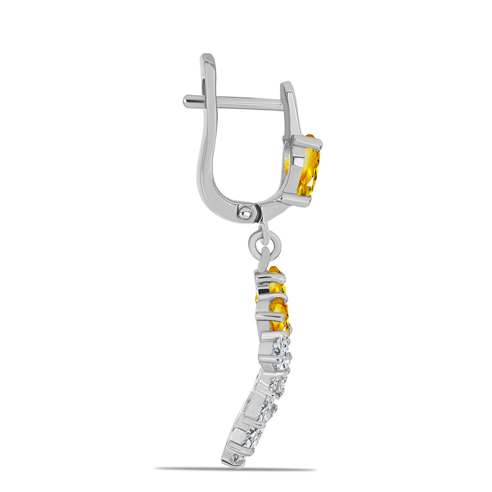 Pendientes de Plata con Citrino de los Montes Urales y Topacio Blanco