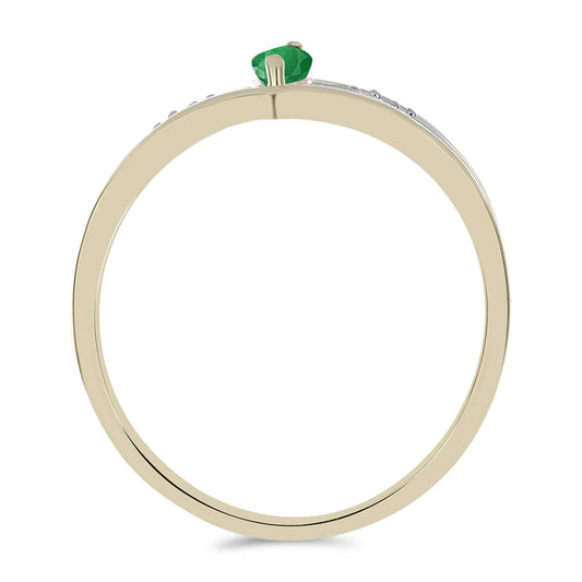 Anillo de Plata Bañada en Oro con Esmeralda de Zambia y Topacio Blanco