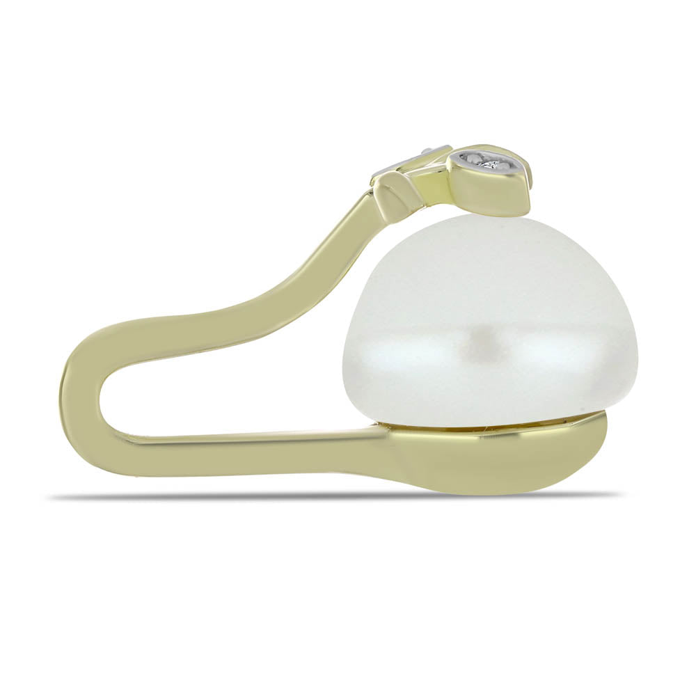 Colgante de Plata Bañada en Oro con Perla blanca de agua dulce y Topacio Blanco