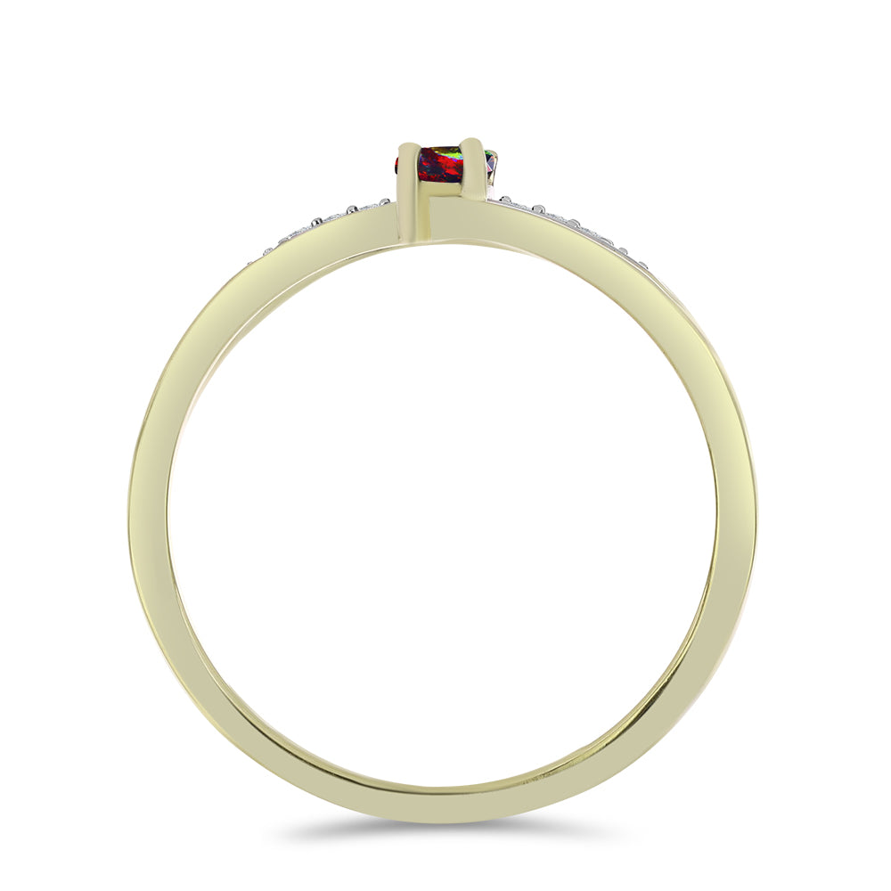 Anillo de Plata Bañada en Oro con Ópalo negro medianoche Lega Dembi de Ëtiopía y Topacio Blanco