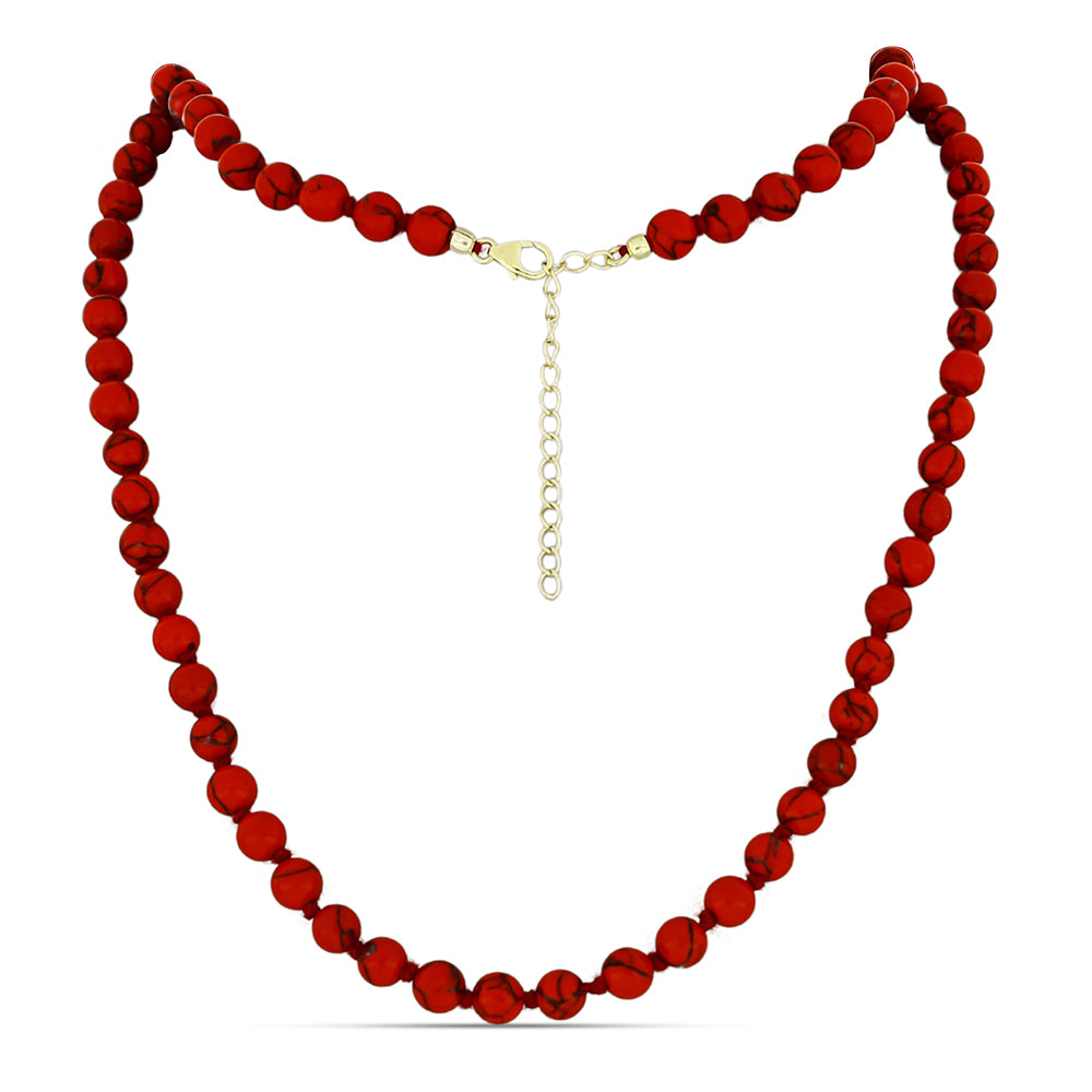 Collar de Plata Bañada en Oro con Coral de Esponja Roja
