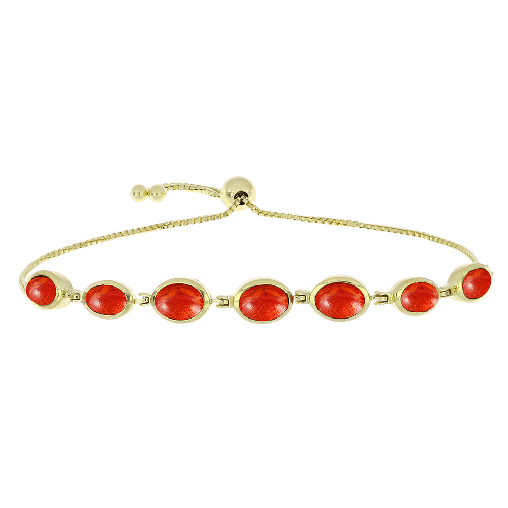 Pulsera de Plata Bañada en Oro con Coral de Esponja Roja