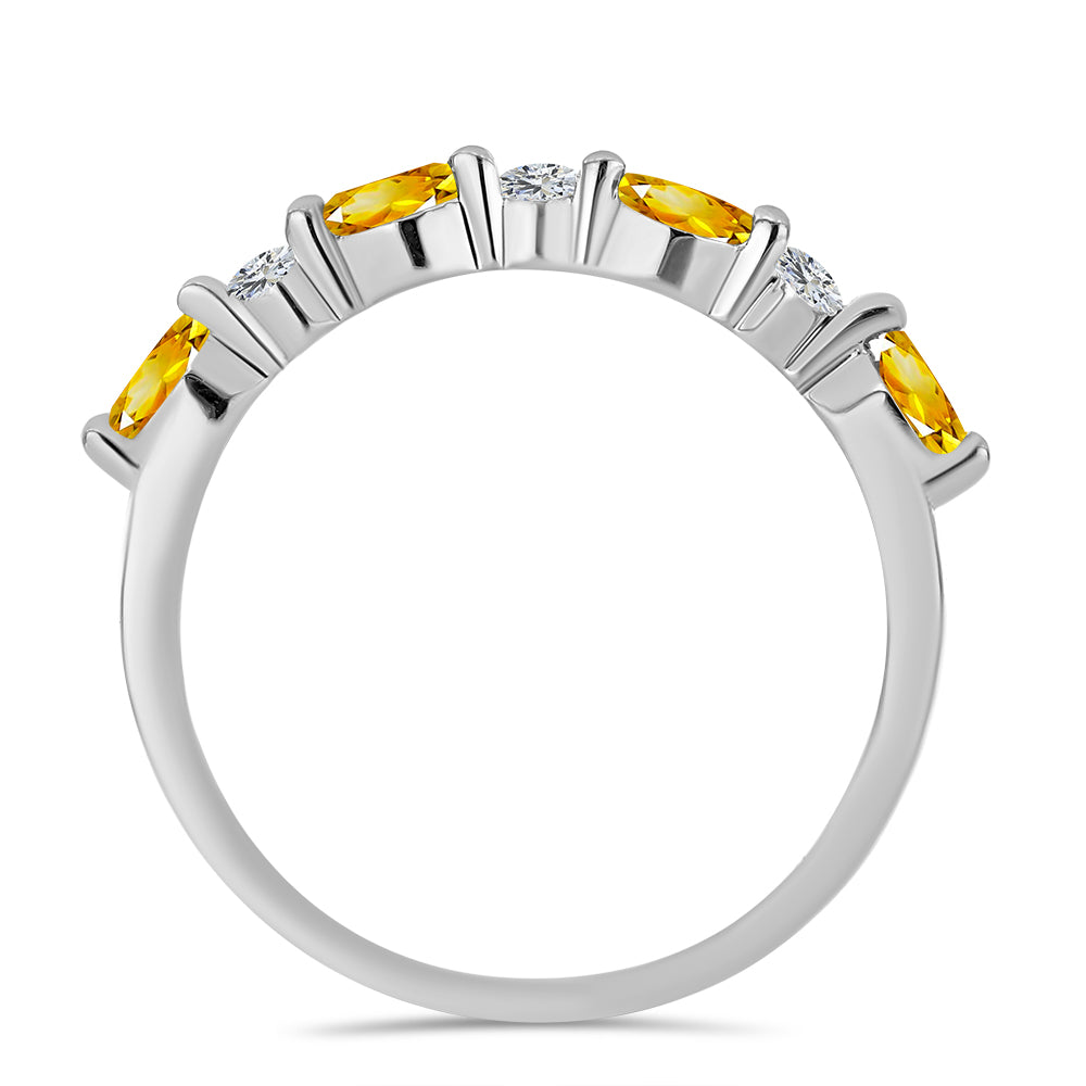 Anillo de Plata con Citrino de los Montes Urales y Topacio Blanco
