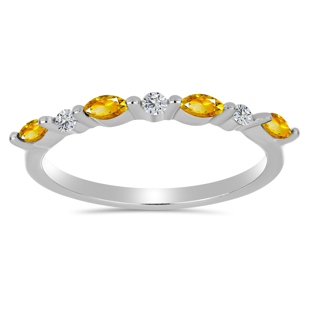 Anillo de Plata con Citrino de los Montes Urales y Topacio Blanco