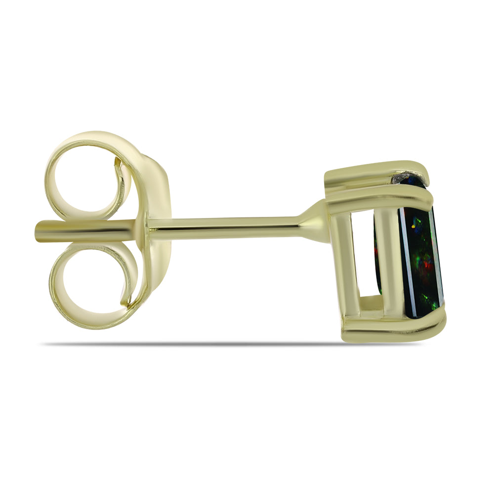 Pendientes de Plata Bañada en Oro con Ópalo negro medianoche Lega Dembi de Ëtiopía